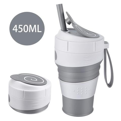 Tasse de café pliable en Silicone 450mL, couvercle anti-fuite, pour voyage, randonnée, pique-nique, qualité alimentaire sans BPA ► Photo 1/6