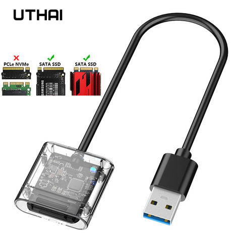 UTHAI M2 boîtier SSD NVME/SATA châssis M.2 à USB 3.0 adaptateur SSD pour NVME PCIE NGFF SATA M / B clé disque SSD boîte M.2 boîtier SSD ► Photo 1/5