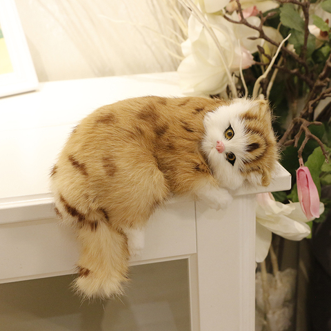 Réaliste chat en peluche jouets Simulation chat poupée modèle enfants cadeau anniversaire noël présent Table décor à la maison ► Photo 1/6