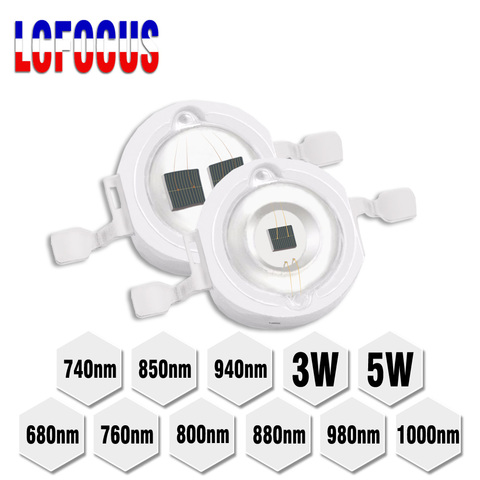 Haute puissance puce LED IR infrarouge 3W 5W 680nm 740nm 800nm 850nm 880nm 940nm 980nm émetteur Diode lampe pour caméra de Vision nocturne ► Photo 1/6