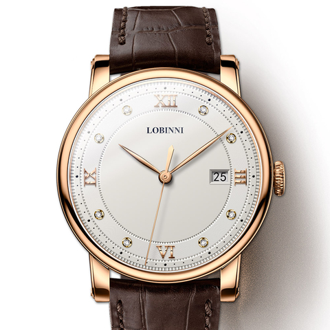 Suisse marque de luxe LOBINNI homme montres 7 mm Ultra-mince Quartz montre hommes saphir étanche diamant Couples horloge L3012M ► Photo 1/6