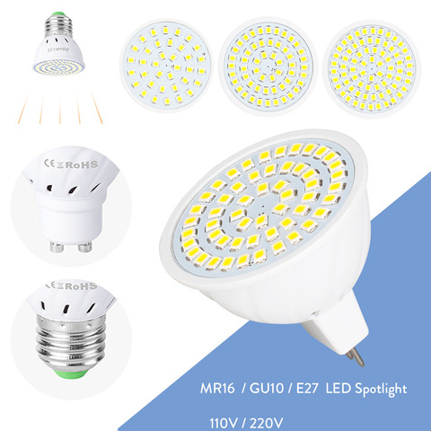 GU10 MR16 E27 LED ampoule de projecteur 2835 SMD 110V 220V remplacer 35W lampe halogène haute puissance ampoule LED pour l'éclairage de bureau à domicile ► Photo 1/6