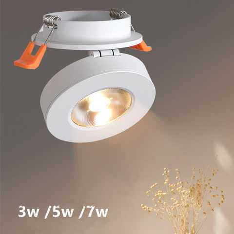 Spot lumineux LED mince encastrable avec technologie COB, rotatif à 360 degrés et pliable à 90 degrés, éclairage d'intérieur, 3/5/7/12W ► Photo 1/5