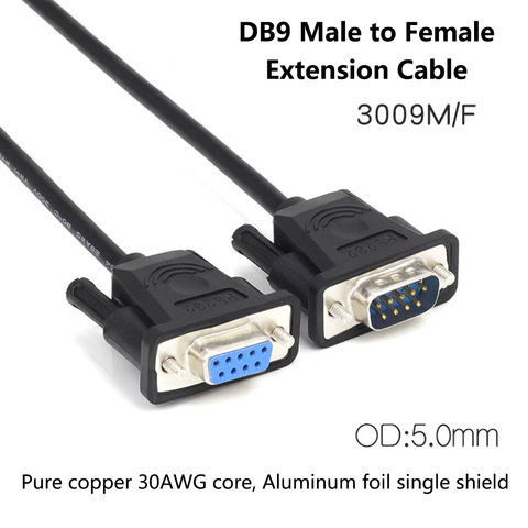 Câble d'extension DB9 mâle à femelle ligne en cuivre pur RS232 connecteur série à 9 broches fil COM Core avec bouclier en aluminium ► Photo 1/1