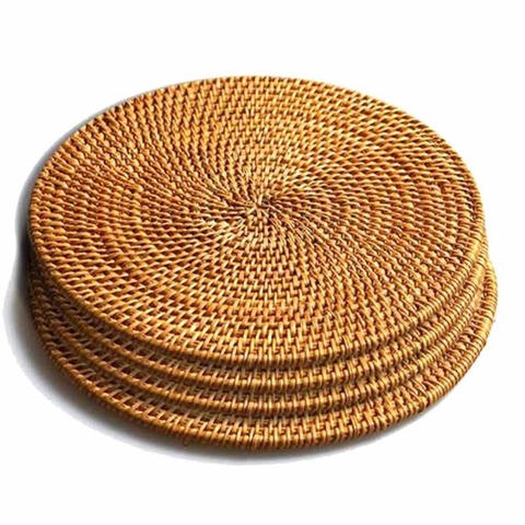 4 pièces Trivets en rotin pour plats chauds-coussins chauffants isolés, support de Pot Durable pour Table, tapis résistants à la chaleur pour la cuisine ► Photo 1/6