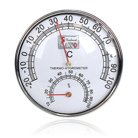 Thermomètre et hygromètre pour Sauna, boîtier métallique, vapeur, salle de bain, utilisé en intérieur et en extérieur ► Photo 1/6