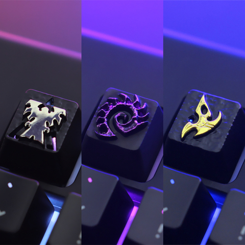 1 pièce en alliage d'aluminium de Zinc rétro-éclairé capuchon de clé pour clavier mécanique Starcraft 2 SC2 Terran Zerg Protoss Keycap ► Photo 1/5