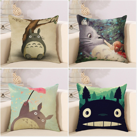 Dessin animé mignon Totoro belle couverture De taie d'oreiller forme carrée Chinchillas housse De coussin pour canapé maison Capa De Almofadas 45x45 ► Photo 1/6