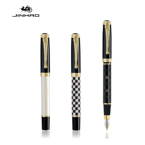 Jinhao – stylo à carreaux de luxe, plume Fine de cupidon en spirale blanche et dorée, 500, signature de bureau, fournitures scolaires, A6489 ► Photo 1/6