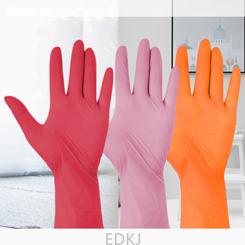 Gants en nitrile à usage unique, 50 / 100 pièces, rouge/rose/orange/violet, accessoires de nettoyage domestique, lavage industriel et tatouage ► Photo 1/5