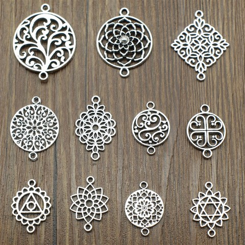 20 pcs / lot connecteur breloques fleur bricolage résultats de bijoux pour la fabrication de bijoux accessoires Antique argent couleur connecteur charmes ► Photo 1/1