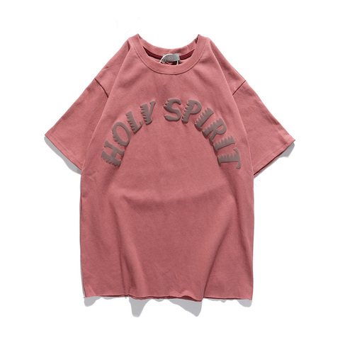 T-Shirt Kanye West à manches courtes, en coton, pour homme et femme, avec col rond, coupe ample, inscription en lettres 3D en mousse, style décontracté et harajuku ► Photo 1/6