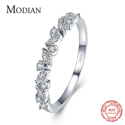 Modian Simple empilable cubique zircone bagues pour les femmes solide 925 en argent Sterling exquis Fine bague bijoux de mode cadeau ► Photo 1/6