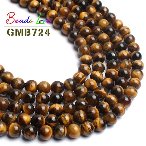 Perles rondes en œil de tigre jaune naturel, 4-12MM, pour la couture, la fabrication de bijoux, Bracelet, collier, bricolage, 15 pouces, vente en gros ► Photo 1/6