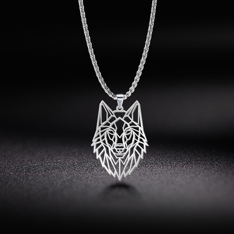 Pendentif en forme de loup, en acier inoxydable, 316L, pendentif, animaux de la forêt, en acier inoxydable, pendentif découpé, idée cadeau, pour hommes et femmes ► Photo 1/6