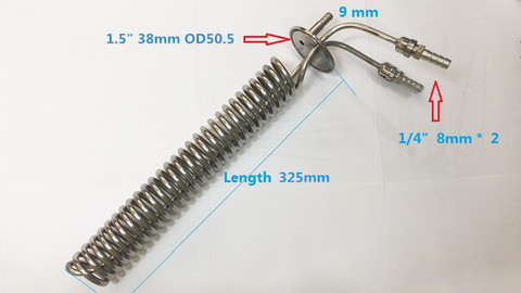 Déflecteur sanitaire à trois pinces 1.5 pouces, condenseur de Distillation, ID de tuyau 6mm, longueur 325mm,Reflux,Dimroth, acier inoxydable 304 ► Photo 1/2