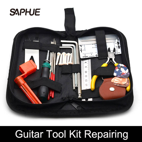 Kit d'outils de réparation de guitare, outils de Maintenance, organisateur de cordes, règle d'action, jauge, outil de mesure, clé hexagonale, jeu de limes ► Photo 1/6