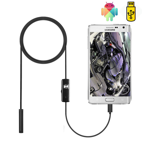 Caméra endoscopique Flexible Android, 5.5 MM, 6 led réglables IP67, étanche, USB, Inspection, boroscope pour téléphone et PC ► Photo 1/6