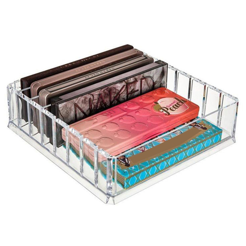 Clair acrylique 8 grille maquillage organisateur boîte de rangement femmes poudre rouge à lèvres ombre à paupières présentoir support cosmétique affichage ► Photo 1/6