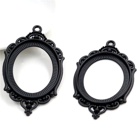 Nouvelle mode 5 pièces 30x40mm taille intérieure noir percé Style Cabochon réglage de la Base pendentif à breloques (B2-31) ► Photo 1/2