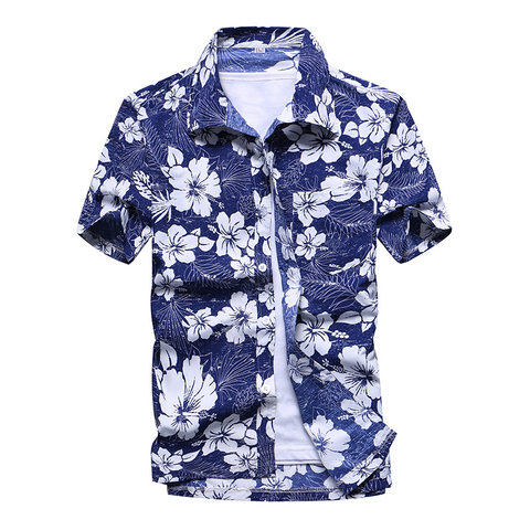 Chemise hawaïenne pour hommes, à la mode, décontracté, plage imprimée en coloré, chemises à manches courtes, grande taille 5XL ► Photo 1/4