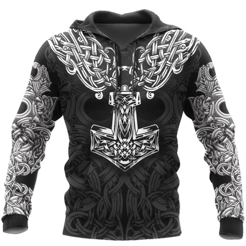 Viking-sweat à capuche pour hommes, Mjolnir odin, imprimé en 3D, à la mode Harajuku, automne Sweatshirt à capuche unisexe ► Photo 1/6