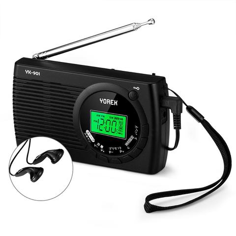 Yorek Radio à ondes courtes AM/FM Portable avec minuterie de sommeil et fonction réveil, Radios à piles, affichage de l'heure 12/24H LCD ► Photo 1/6