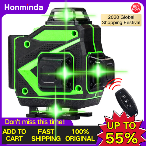 Niveau Laser 4D vert 16 lignes à nivellement automatique, projection horizontale et verticale à 360 °, Super puissant ► Photo 1/6