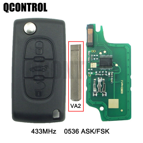 QCONTROL voiture télécommande clé travail pour CITROEN C2 C3 C4 C5 C6 Berlingo Picasso véhicule contrôle alarme (CE0536 ASK/FSK, 3 boutons VA2) ► Photo 1/3