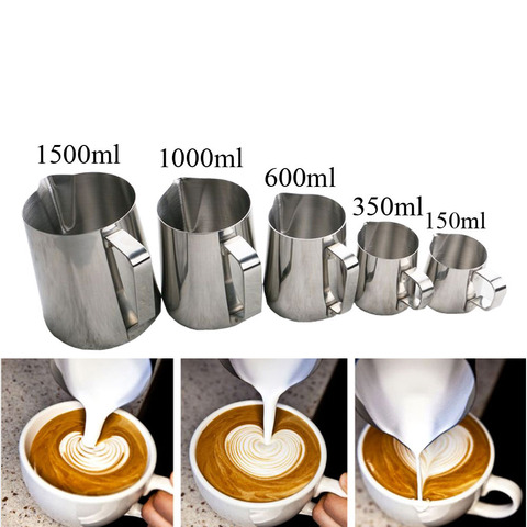 Acier inoxydable lait mousseur cruche expresso café pichet artisanat café Latte 150ml 350ml 550ml 600ml 1000ml ml ► Photo 1/6