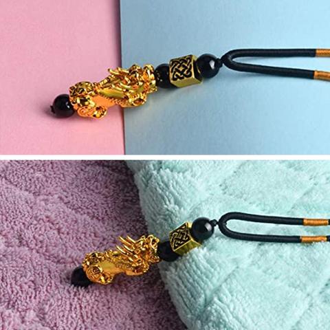 Mode Feng Shui richesse bonne chance bijoux Dragon pendentif or obsidienne Pixiu collier unisexe cadeau ► Photo 1/1