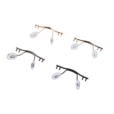 Remplacement de pont de lunettes de 10 pièces/lot pour le cadre sans monture, ponts de nez de lunettes d'acier inoxydable avec le pistolet noir argenté d'or de coussin de nez ► Photo 1/5