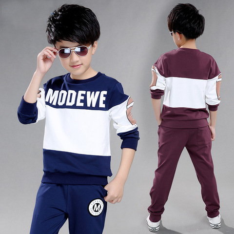 2022 enfants vêtements sport costumes garçon vêtements survêtements ensembles hiver automne fendu t-shirt à capuche + pantalon 5 6 7 8 9 10 11 12 ans ► Photo 1/6