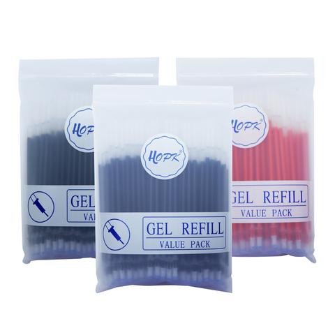 Ensemble de recharges de stylos Gel de bureau, 100/0.5mm, 0.38 pièces, tiges d'encre bleu, noir, rouge, balle/aiguille, papeterie pour école ► Photo 1/6