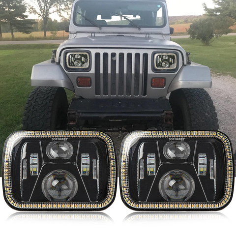 Phare LED à faisceau scellé rectangulaire de 110W 5X7 7X6 pouces avec DRL pour Jeep Wrangler YJ Cherokee XJ H6014 H6052 H6054 ► Photo 1/6