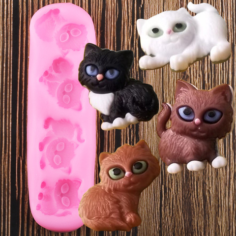 3D mignon chat Silicone moules bricolage gâteau décoration outils décoration de gâteaux Fondant moule bonbons polymère argile chocolat Gumpaste moules ► Photo 1/6