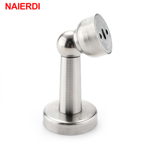 NAIERDI – butoir de porte magnétique en acier inoxydable argenté, support de porte, fixation au sol avec vis pour maison familiale ► Photo 1/6