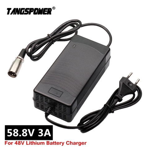 Chargeur de vélo électrique 58.8V 3a pour batterie au lithium 14S 48V, haute qualité, solide, avec ventilateur de refroidissement ► Photo 1/6