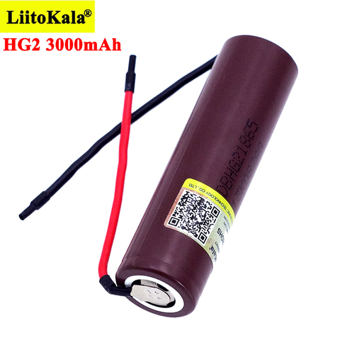 Liitokala nouveau HG2 18650 3000mAh batterie Rechargeable 18650HG2 3.6V décharge 20A, batteries dédiées + bricolage câble de gel de silice ► Photo 1/5