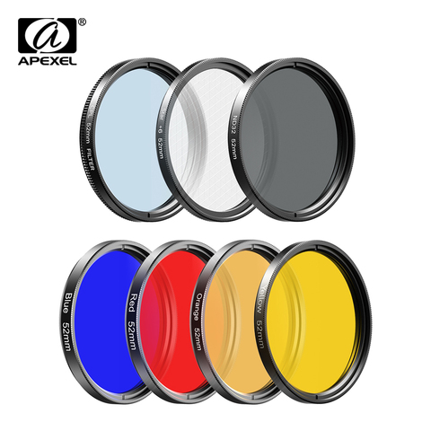 APEXEL 7in1 Kit de filtre couleur plein bleu rouge CPL ND Star UV 37/52MM filtre téléphone lentilles objectif de caméra pour canon Sony pour Nikon ► Photo 1/6