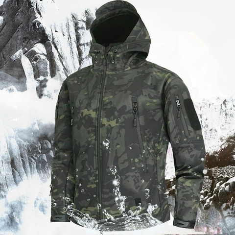 Veste polaire de Camouflage pour homme, veste en peau de requin coque souple, veste tactique militaire Multicam, coupe-vent 5XL ► Photo 1/6