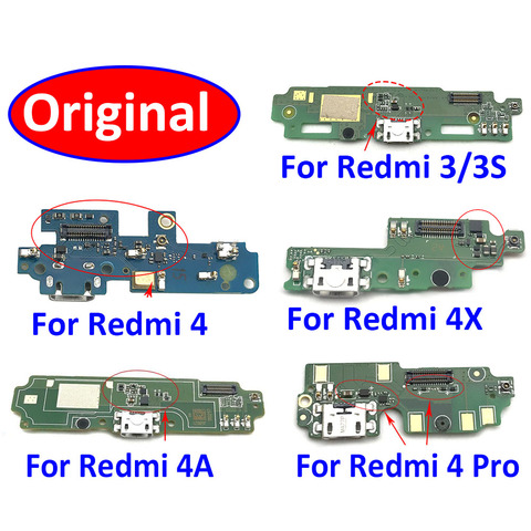 Original pour Xiaomi Redmi 3 3S 4X 4 Pro 5 5A 6 6A Port de chargement Port de chargeur USB prise PCB carte micro câble ruban flexible ► Photo 1/5