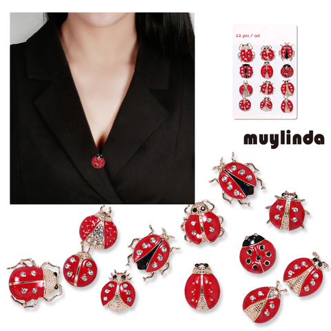 Muylinda – broche de collier coccinelle, petite épingle d'insecte en émail, bijoux strass à la mode, pinces à vêtements, accessoires ► Photo 1/6