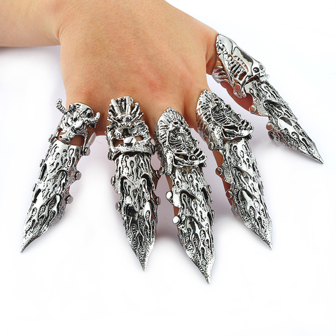 Bagues pour hommes, style Vintage, Punk Rock, Antique, couleur argent, bijoux pour hommes, gros Dragon, vente en gros ► Photo 1/6