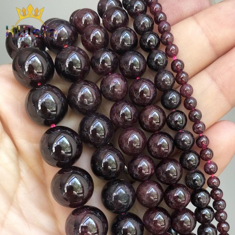 Perles de grenat rouge foncé naturel perles de pierre en vrac rondes pour la fabrication de bijoux Bracelet à bricoler soi-même collier accessoires 15 ''4/6/8/10/12mm ► Photo 1/6