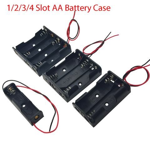 AA boîtier de batterie AA batterie mallette de rangement support de la boîte AA bricolage conduit avec 1 2 3 4 fentes livraison directe ► Photo 1/6
