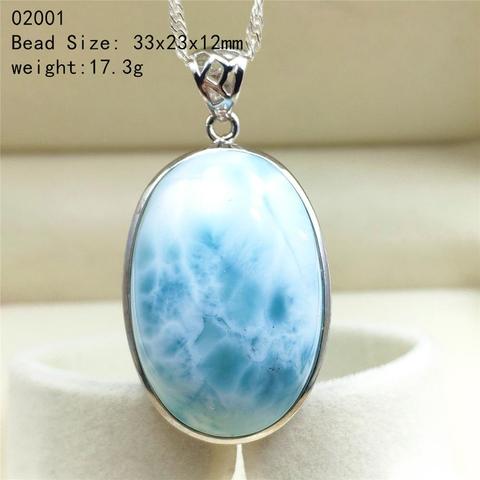 Naturel bleu Larimar pierre gemme collier rond pendentif 27x21x7mm femmes homme grand ovale goutte d'eau forme anniversaire cadeau chanceux AAAAA ► Photo 1/6