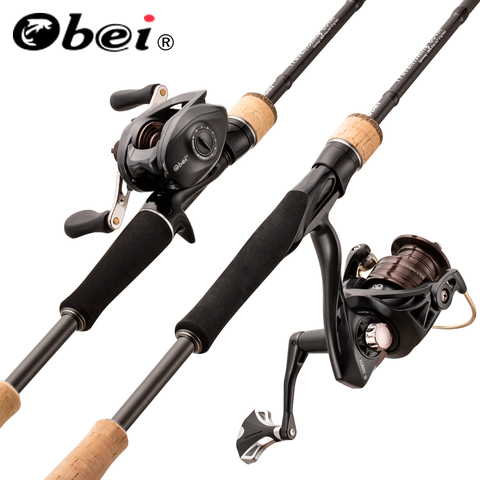 Obei Travelfising coulée filature canne à pêche et moulinet de pêche Combo 1.98/2.1/2.4m leurre basse canne de voyage Baitcasting carpe bobine ► Photo 1/6