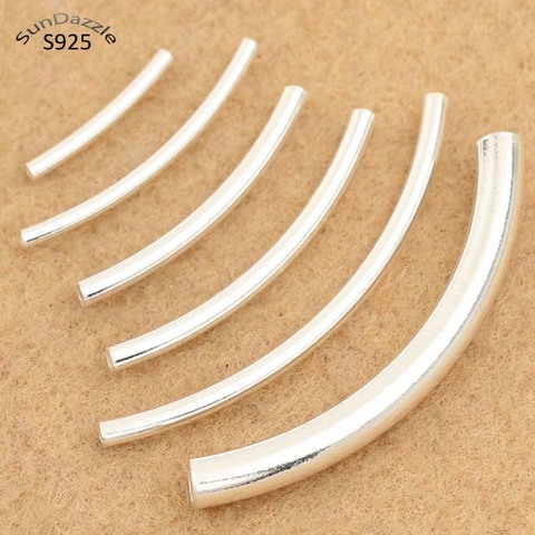 Pièces pour bijoux en argent Sterling 925, métal véritable, pur, solide, tubes incurvés, longues parties de bracelets, colliers, création et fabrication de bijoux ► Photo 1/6