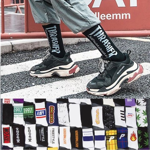 Chaussettes longues unisexes Harajuku pour hommes, sous-vêtements de Sport, Style de rue, Hip Hop, hiver, cadeaux ► Photo 1/6